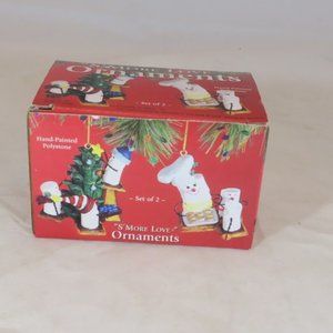 Vintage GIFTCO INC Polystone Handpainted "S'MORE LOVE" Ornaments Set of 2